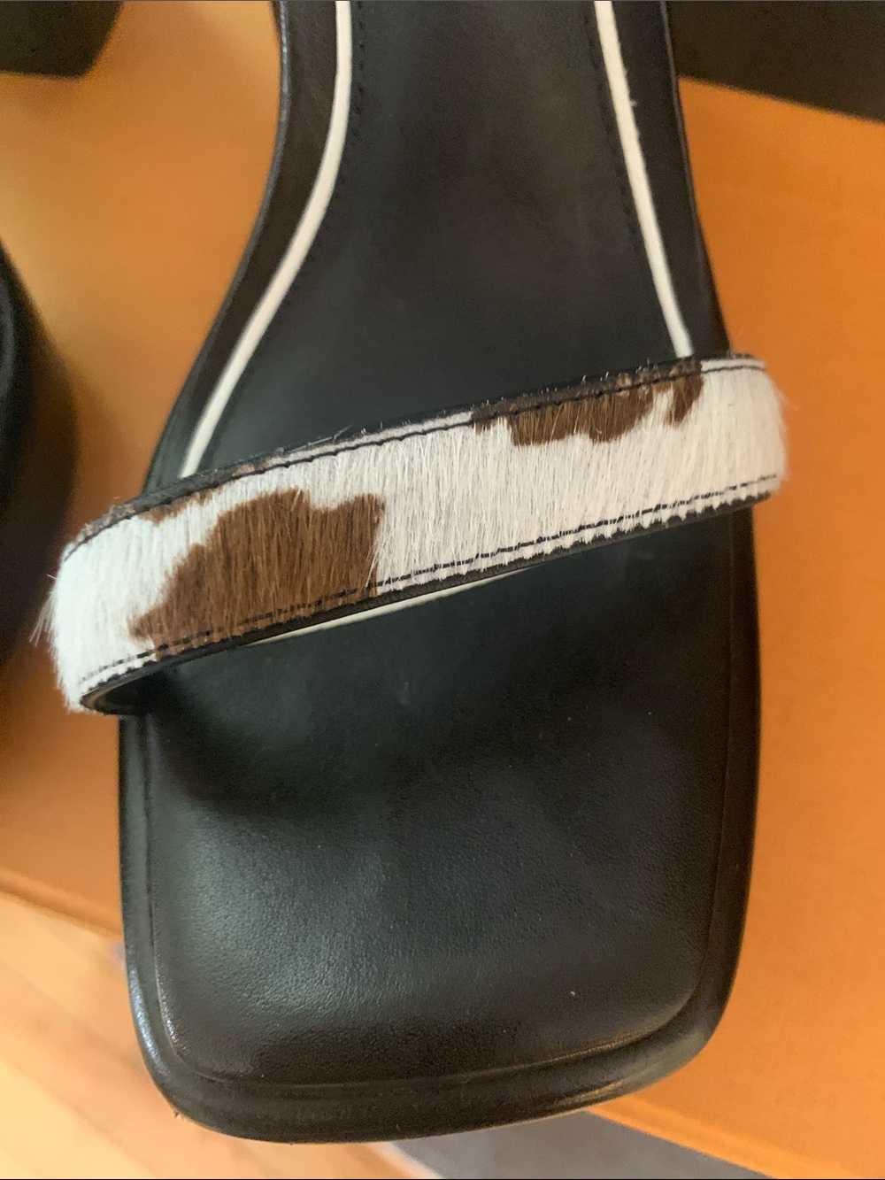 rag & bone matrix Black White and Brown Haircalf Block Heel Sandals - Picture 3 of 12